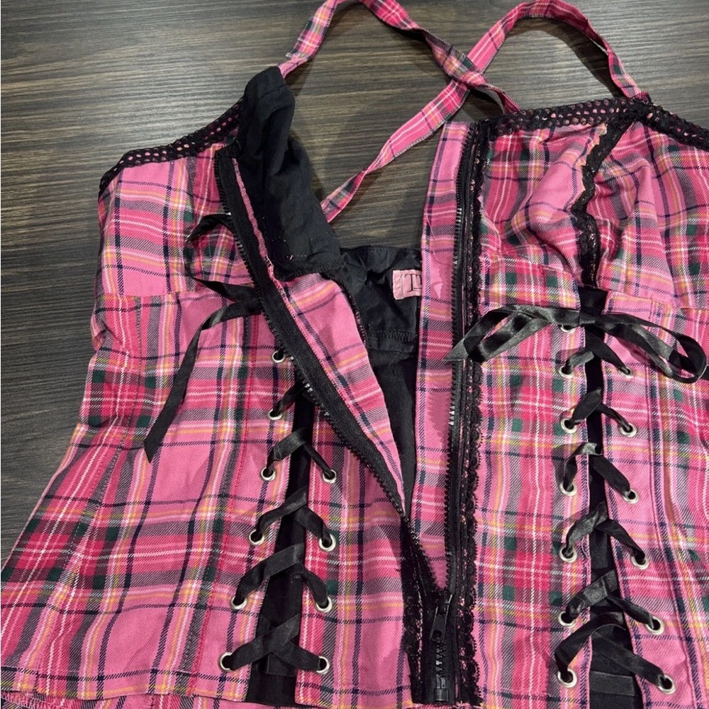 Tripp NYC Vintage Hot Pink And Black  Plaid Corset Size 2 Y2K - Picture 8 of 11